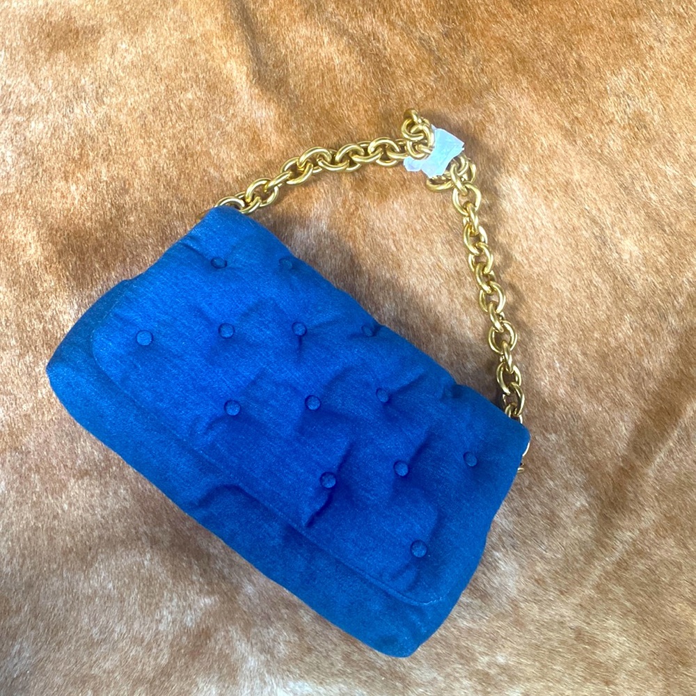 Zara quilted blue denim bag
